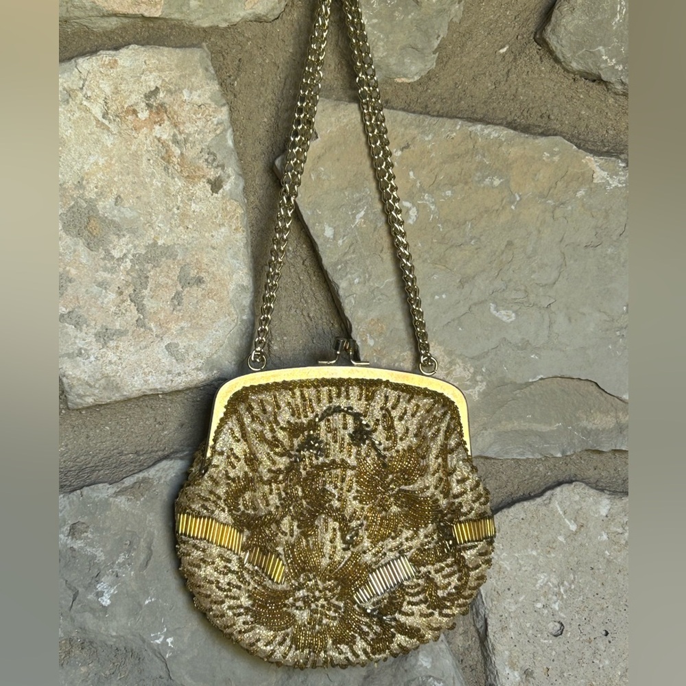 Vintage‎ La Regale Gold Beaded Mini Purse